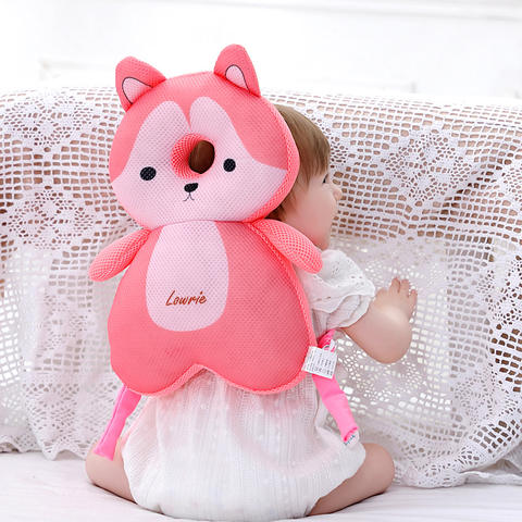 Baby head protector pink bear on toddler