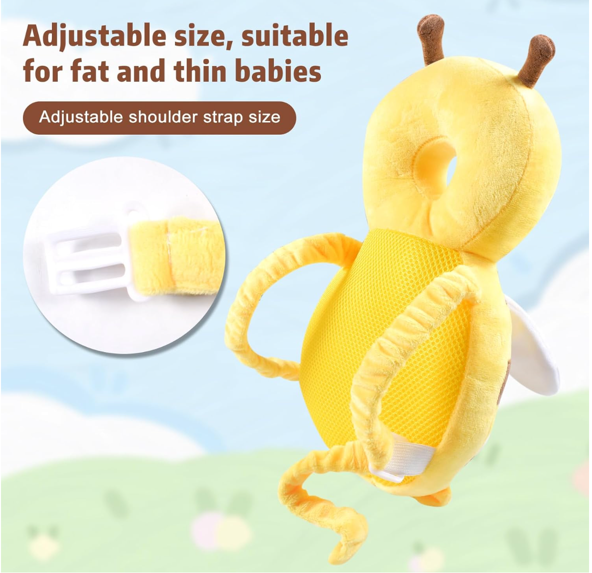 Baby head protector yellow bee description
