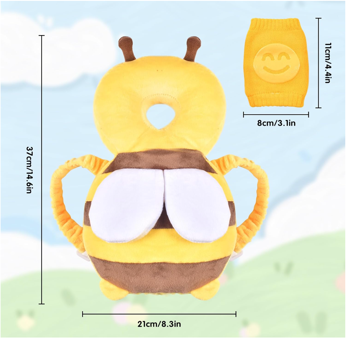 baby head protector and knee pads dimensions