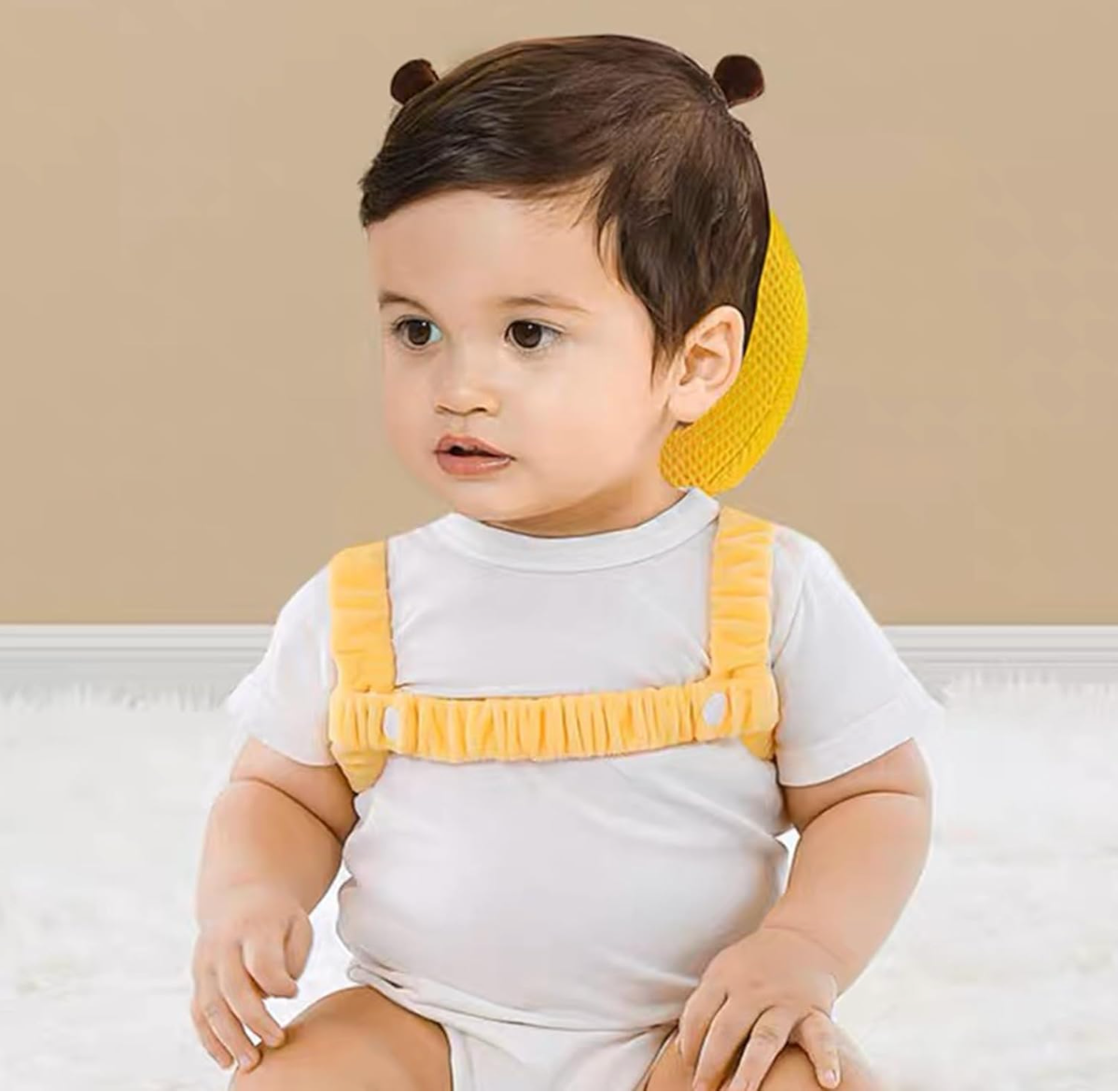 baby head protector yellow bee on baby